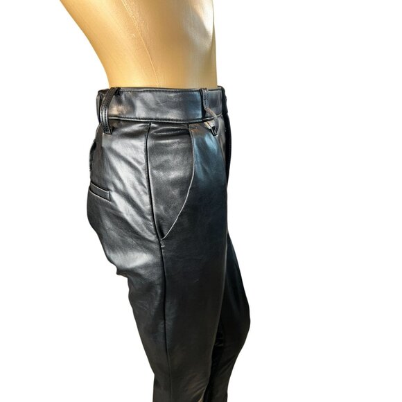 Abercrombie & Fitch Womens 90s Straight Ultra High Rise Faux Leather Pants Black - Picture 4 of 5
